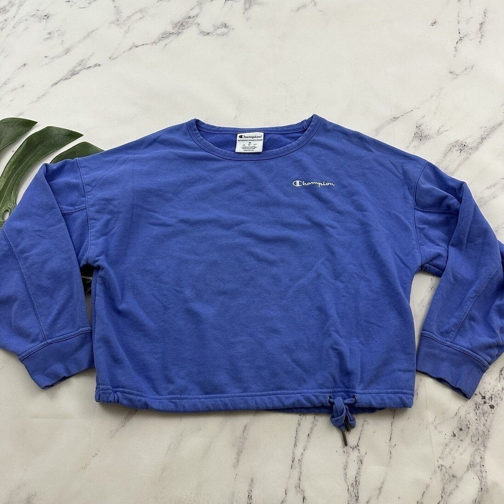 Champion Womens Cropped Pullover Sweatshirt Size M Periwinkle Purple Lounge